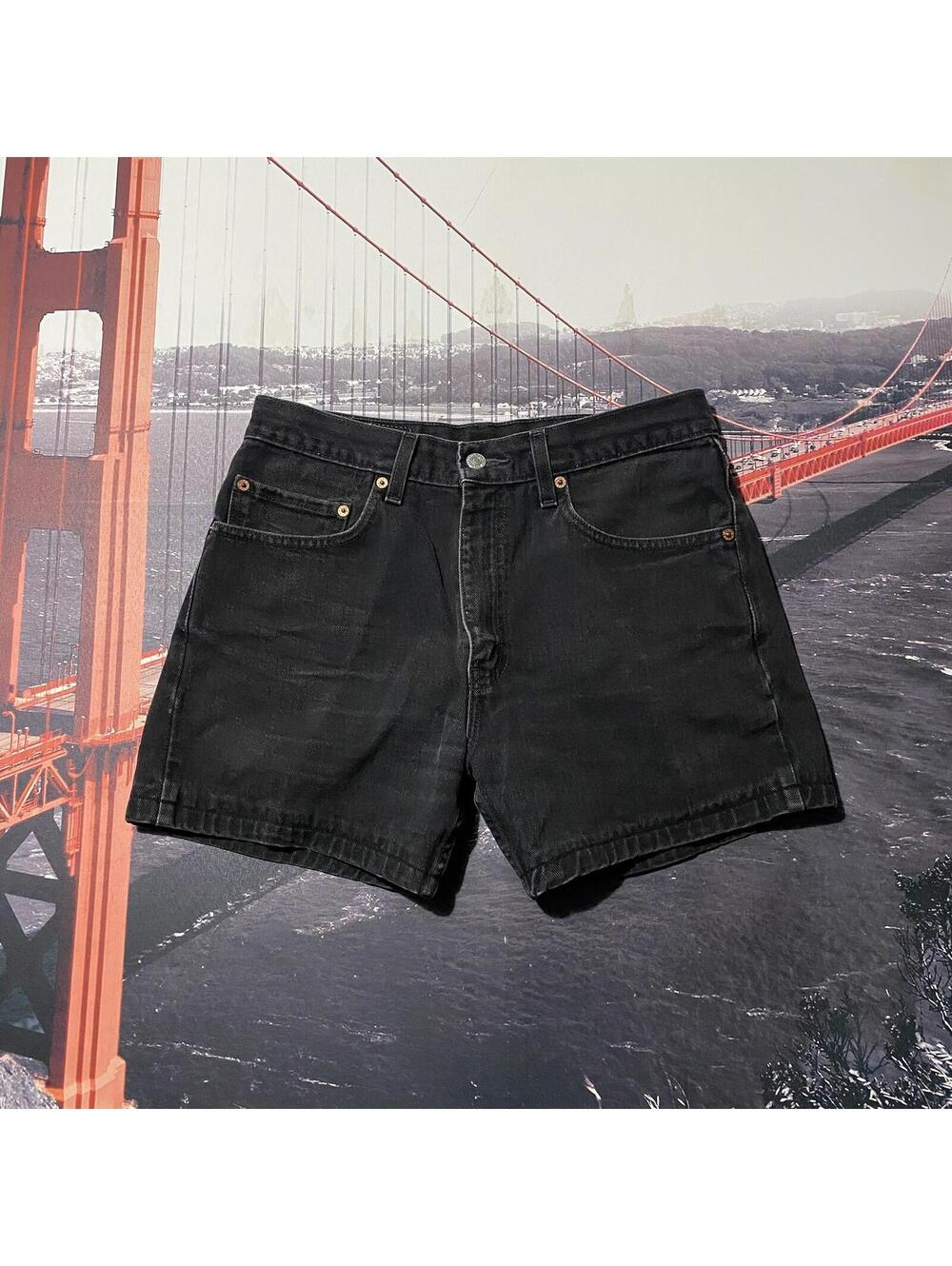 Levi's 505 Denim Jean Shorts Mens 32x5 Black Unisex Modified Cutoff 5" High Rise